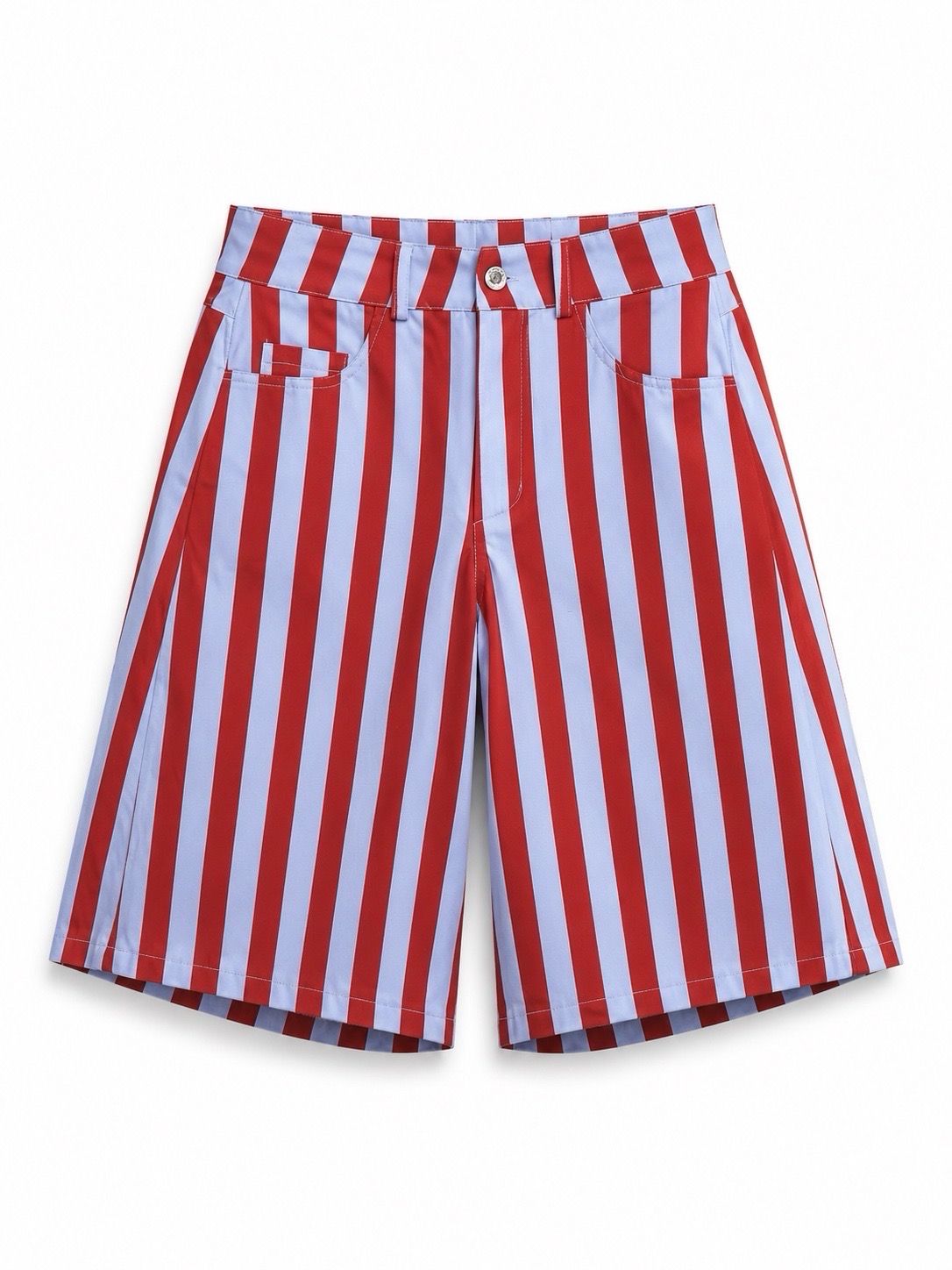 Rust & Baby Blue Striped Tailored Bermudas