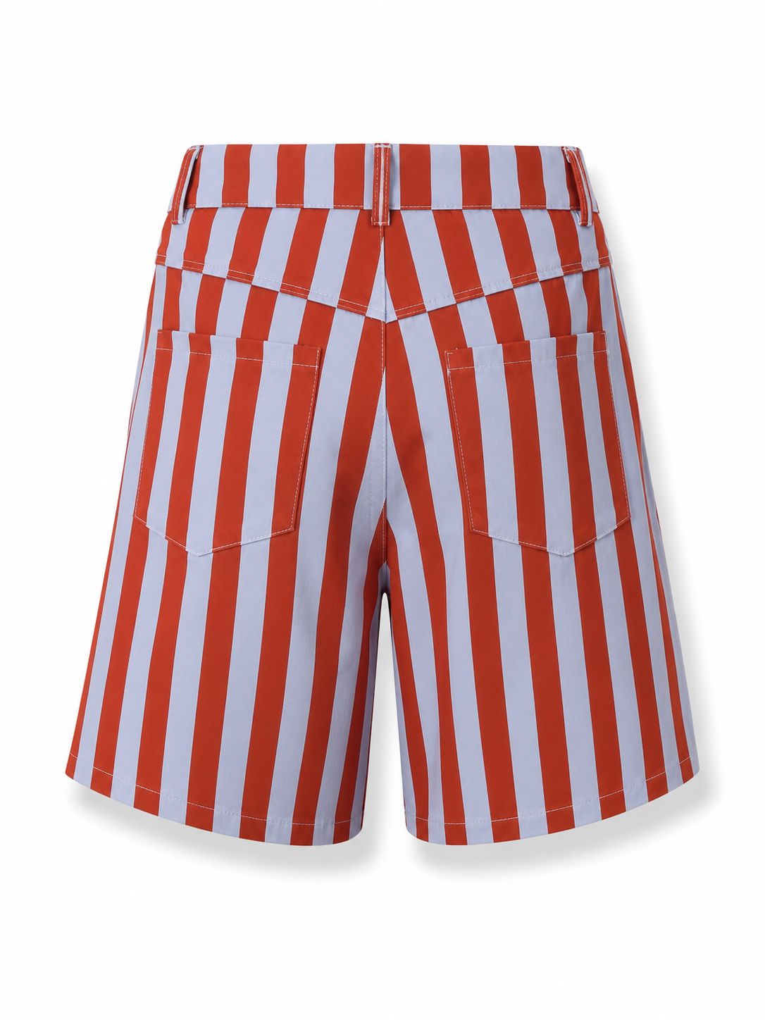 Rust & Baby Blue Striped Tailored Bermudas