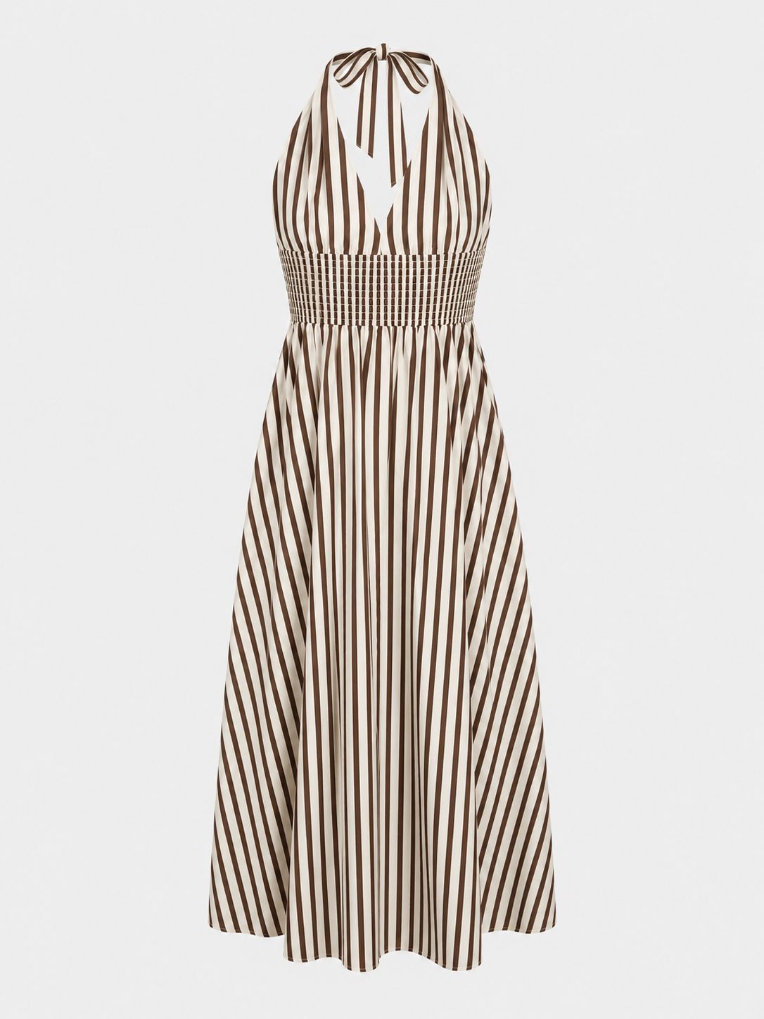 Mocha Stripe Halter Midi Dress Mocha Stripe Halter Midi Dress