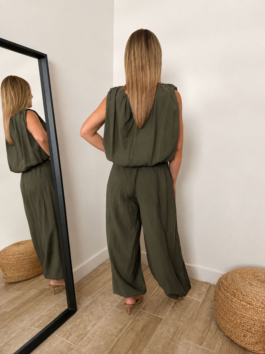 Olive Bubble Top & Pant Set (One Size)