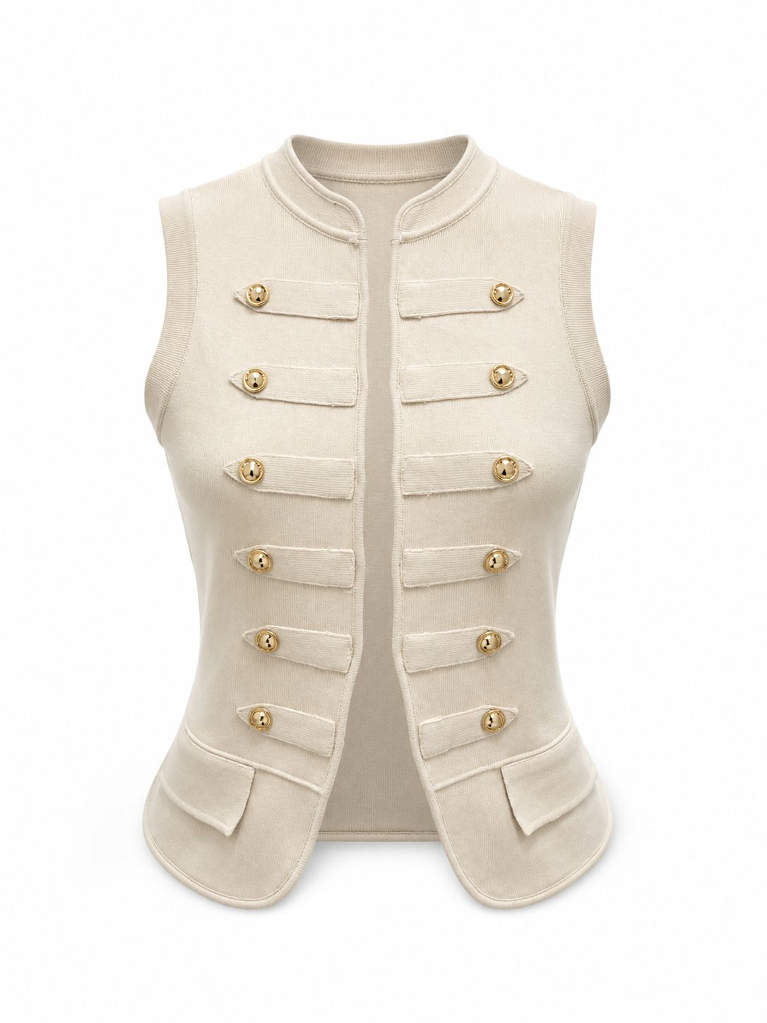 Beige Buttons Napoleon Vest