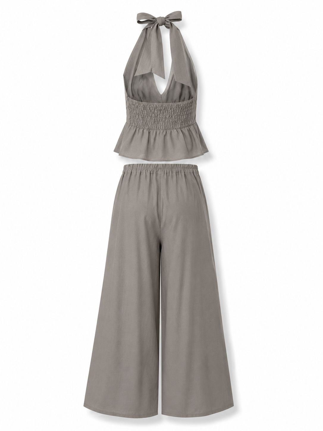 Taupe Smocked Halter Pant Set