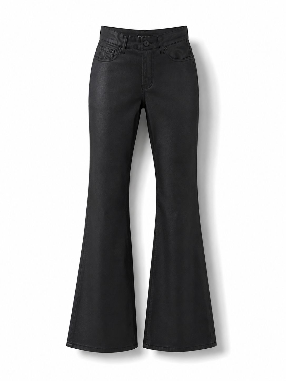 Black Coated Flare Pants