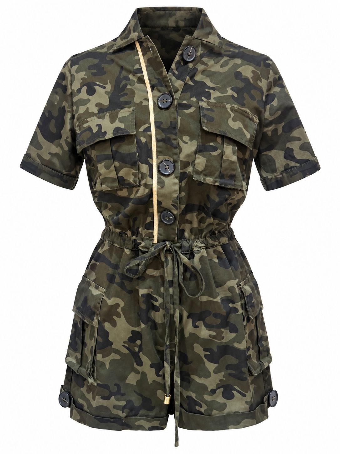 Olive Camo Cargo Utility Romper