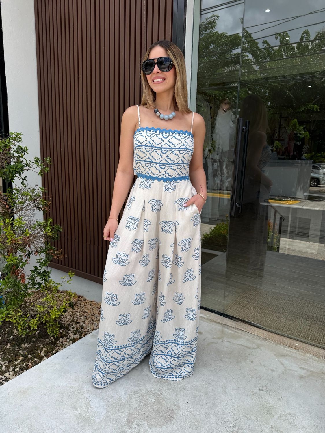 Blue & Ivory Coastal Jumpsuit