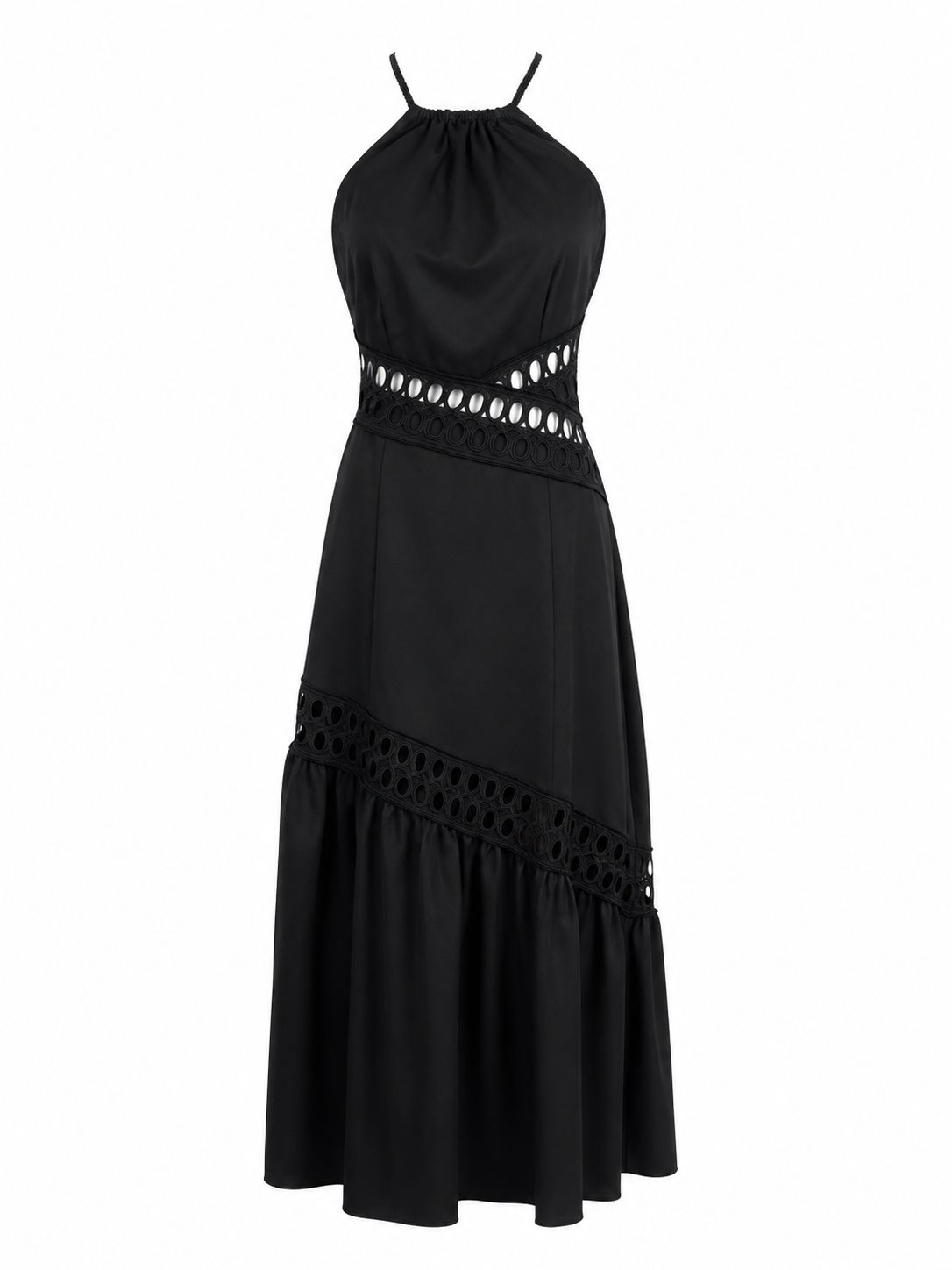 Black Elegant Eyelet Maxi Dress