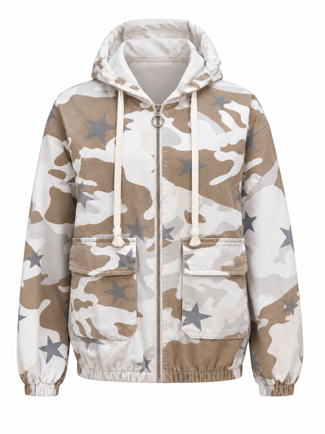 Neutral Camo Star Denim Bomber Jacket