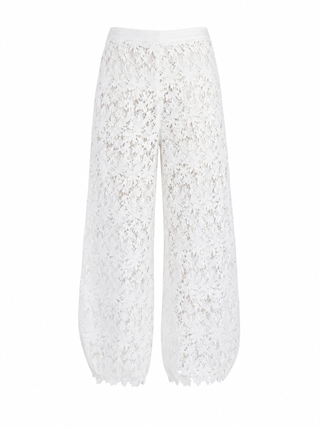 White Floral Lace Wide Leg Pants