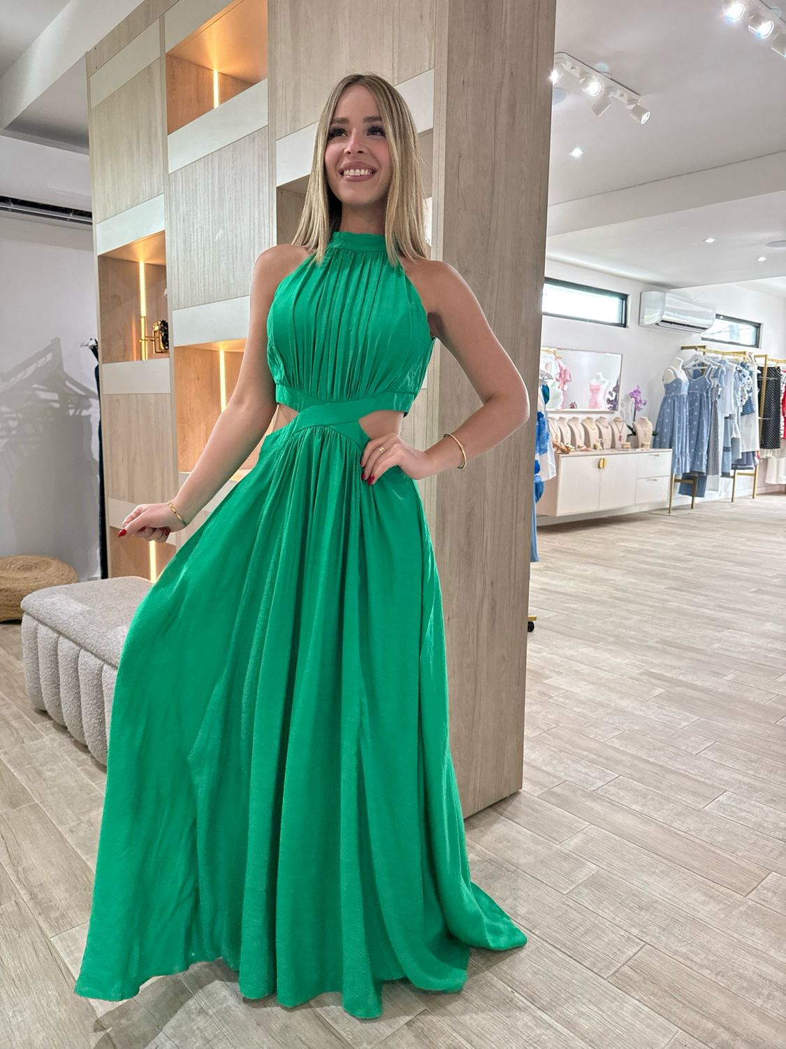 Emerald Green Cut Out Maxi Dress