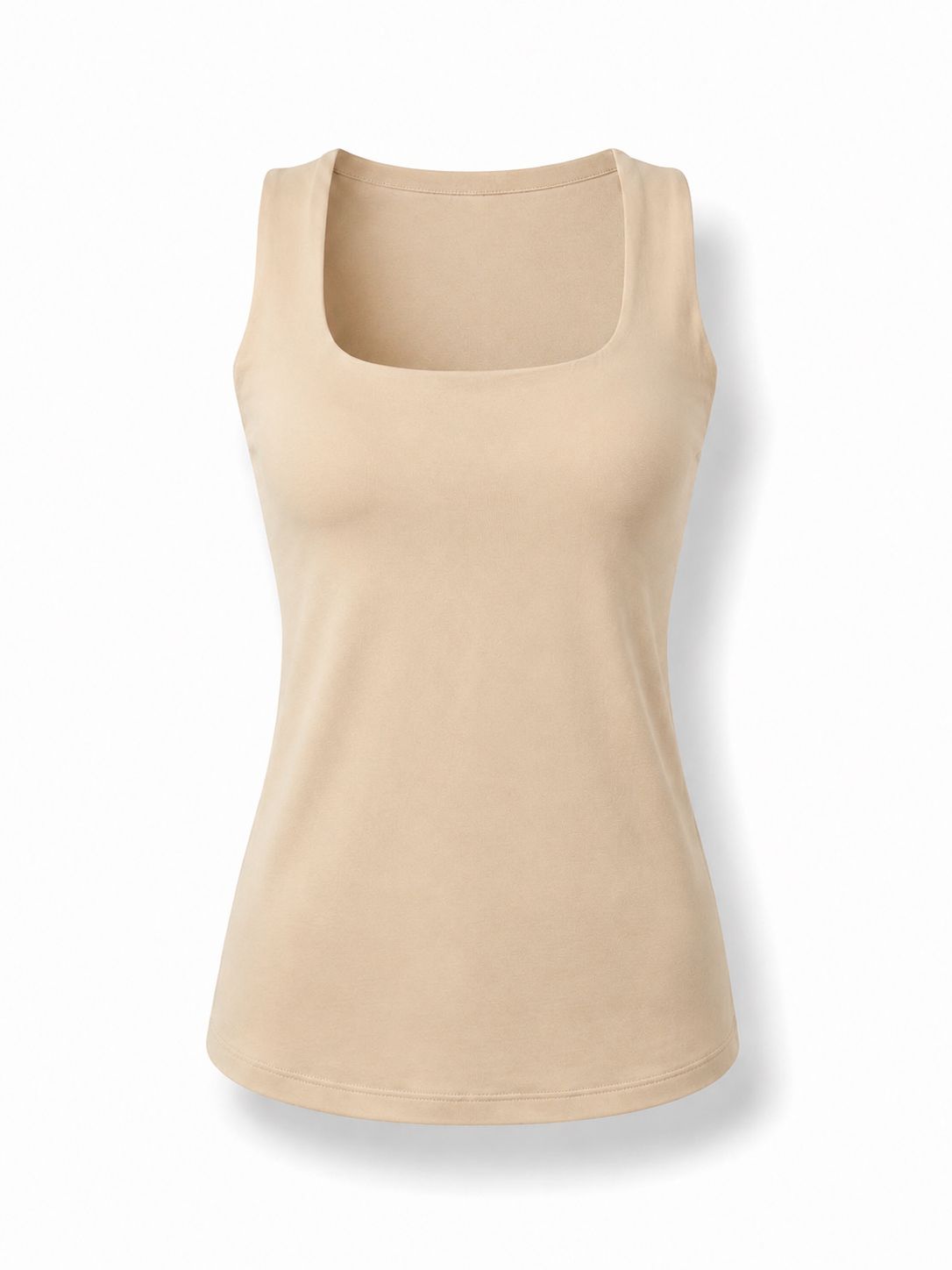 Beige Basic Square Neck Top