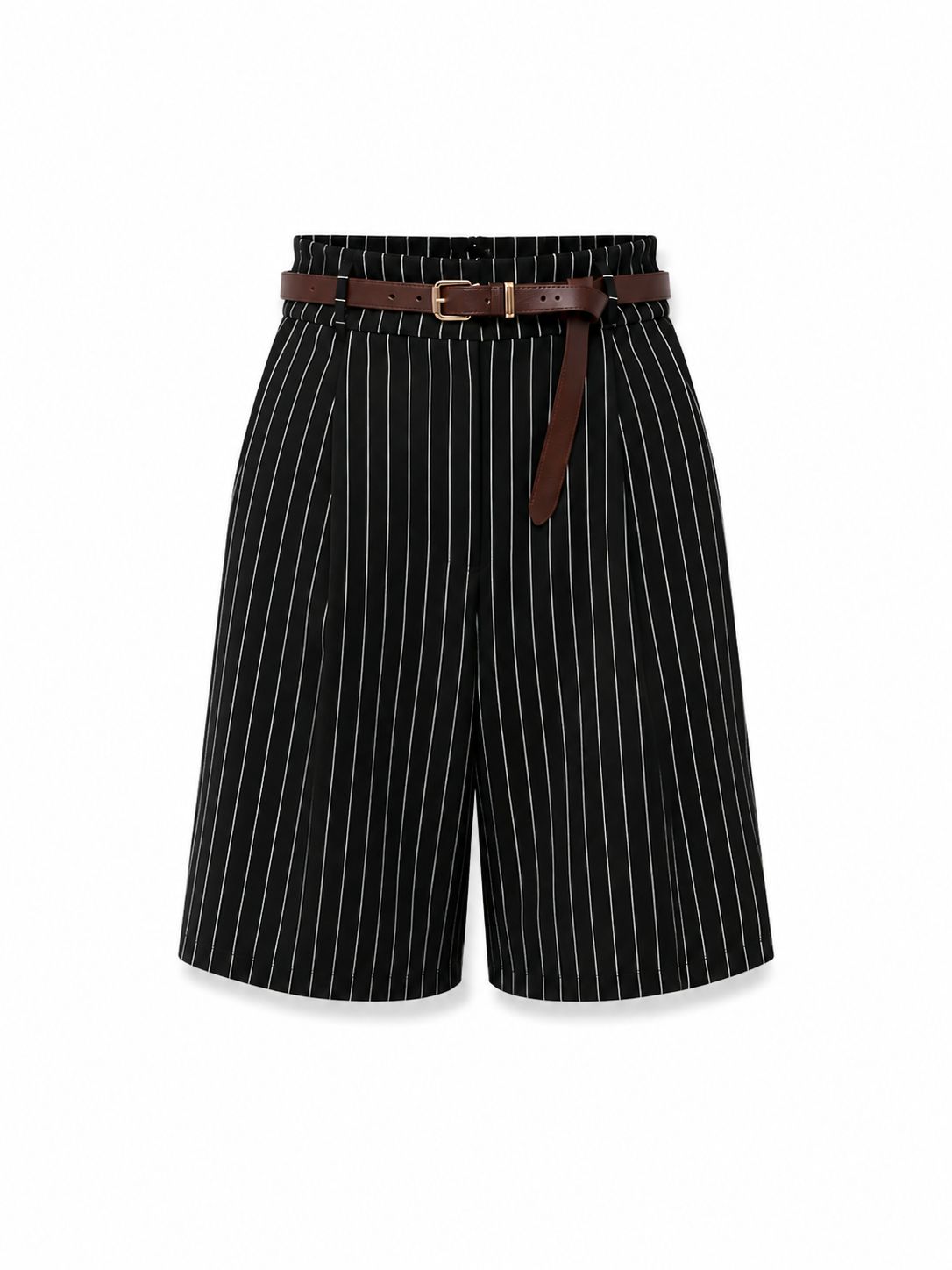 Black Pinstripe Belted Jort (One Size) Black Pinstripe Belted Jort (One Size)