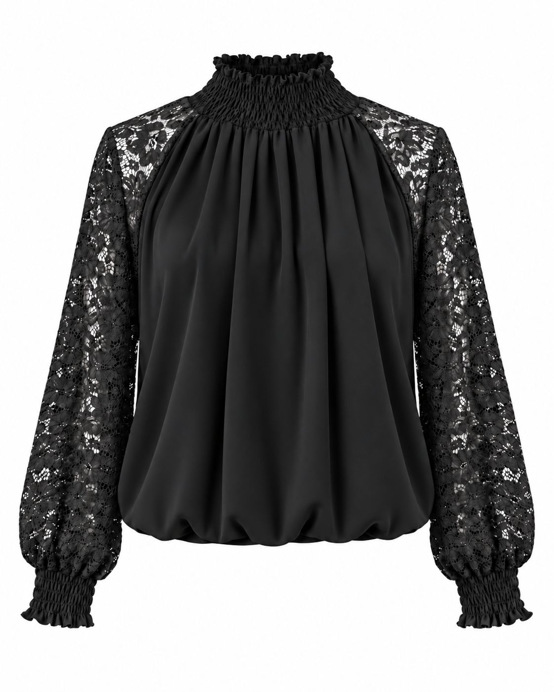 Black Lace Sleeves Blouse (One Size)