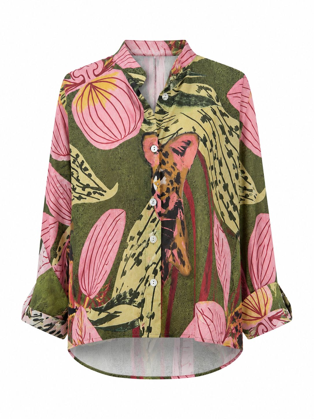 Wild Bloom High-Low Blouse ( One Size) Wild Bloom High-Low Blouse ( One Size)