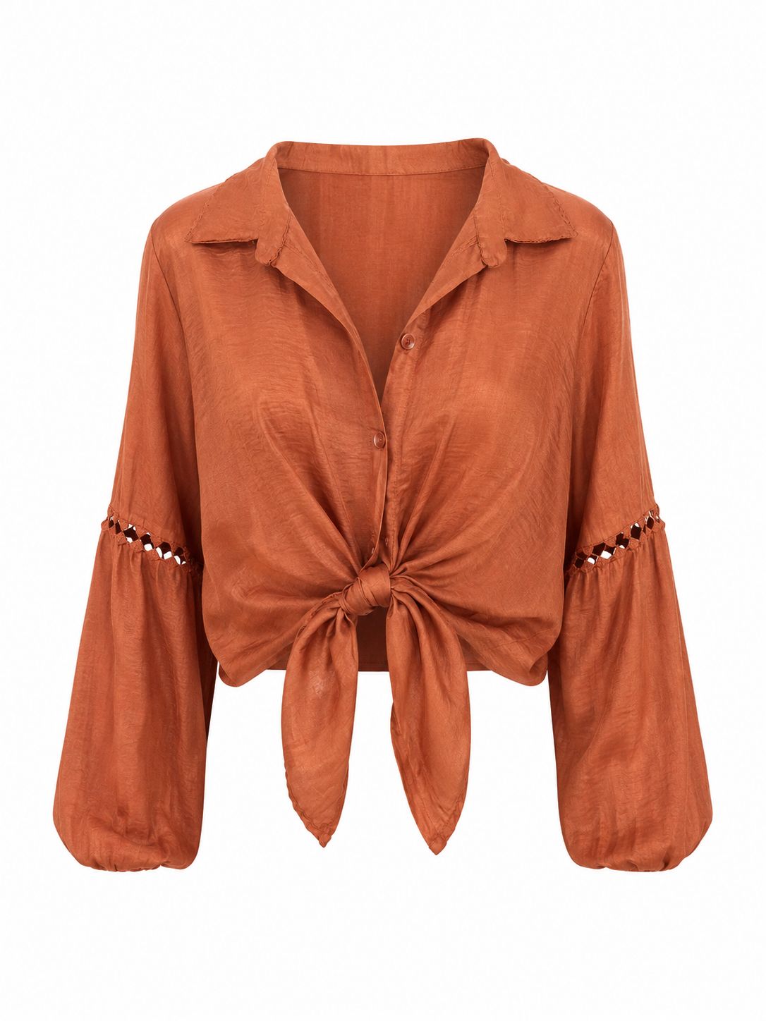 Terracotta Tie Front Blouse ( One Size)