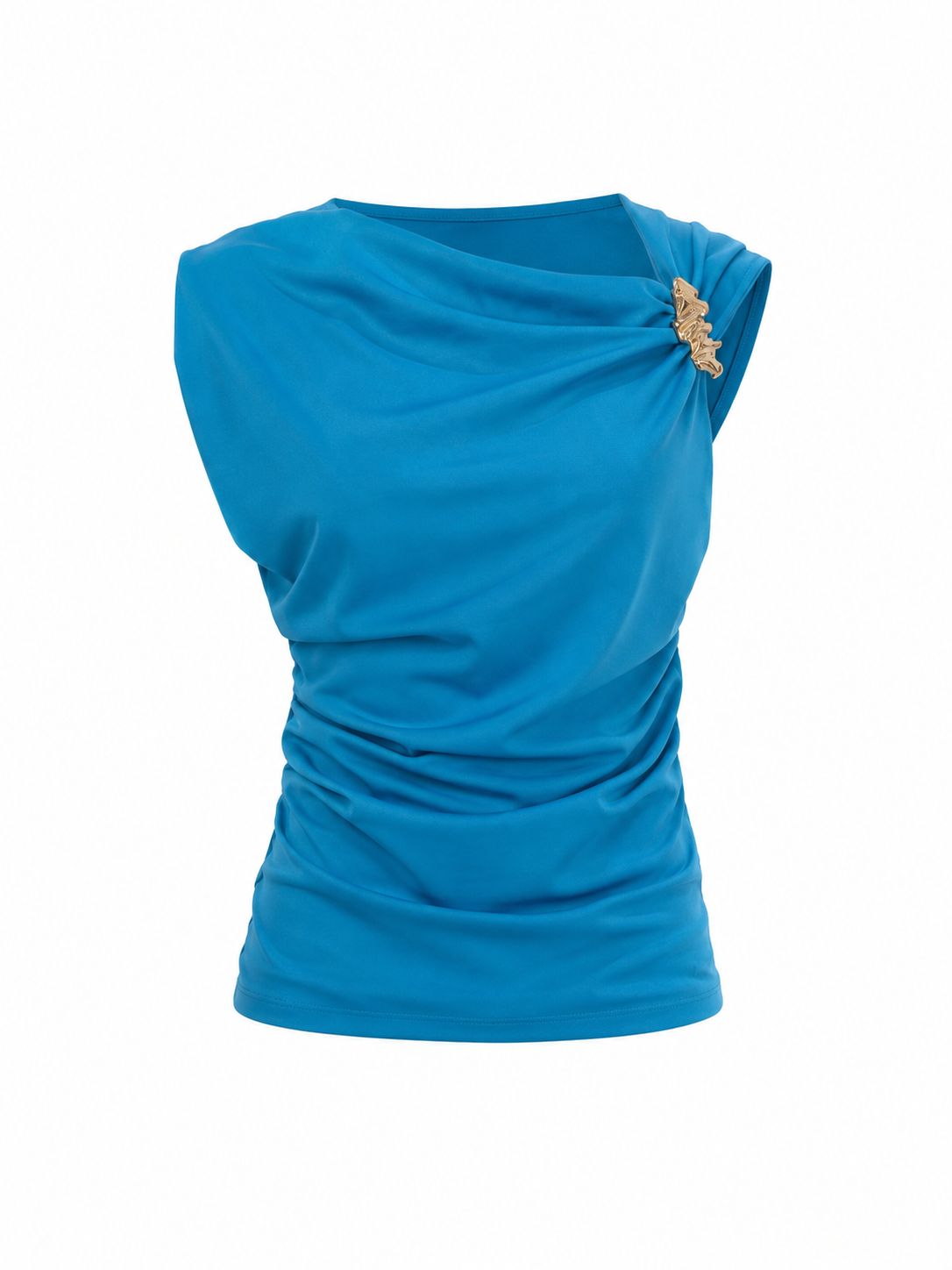 Blue Draped Gold Detail Top