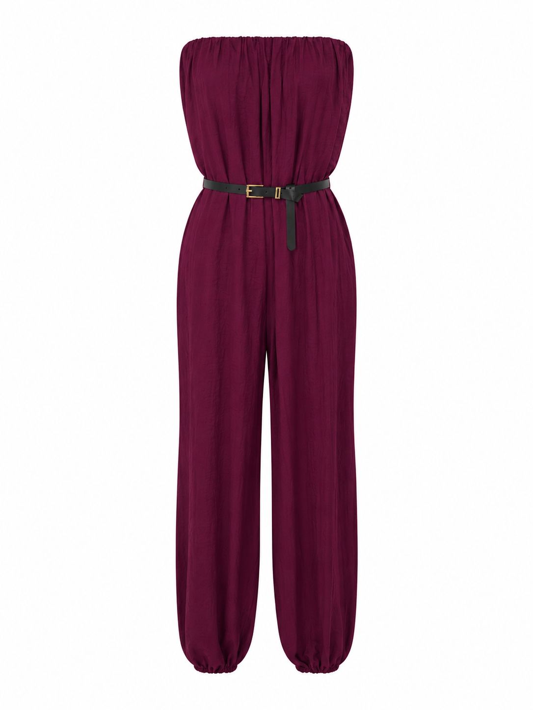 Wine Belted Jumpsuit