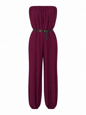 Wine Belted Jumpsuit