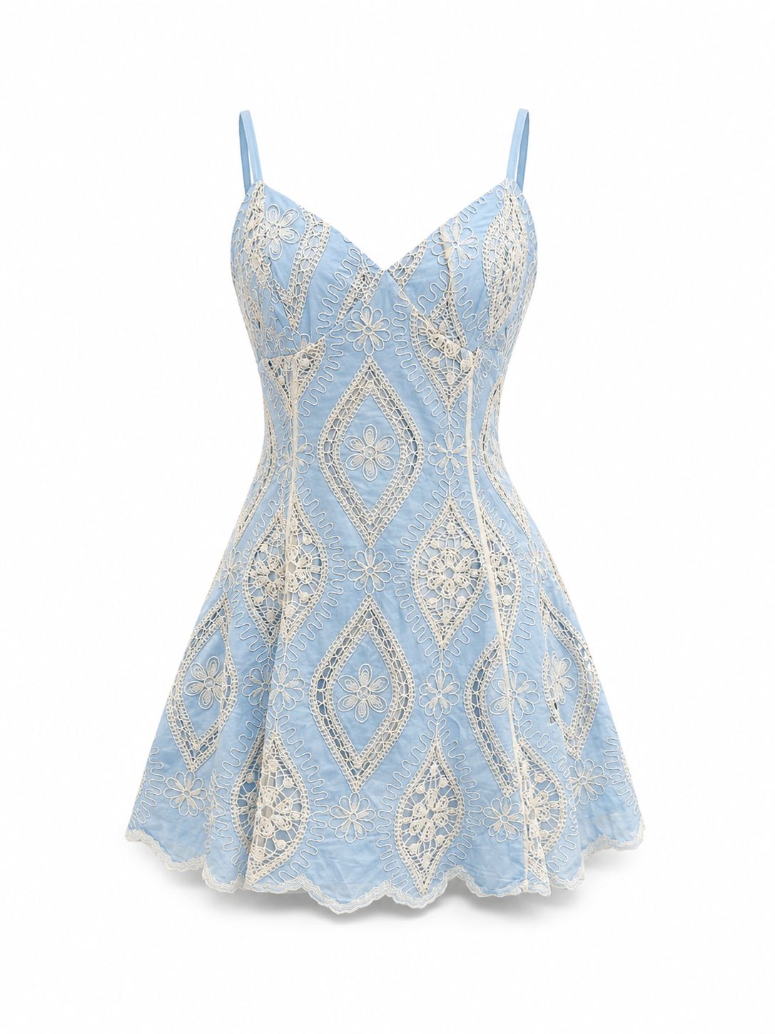 Baby Blue Embroidery Mini Dress