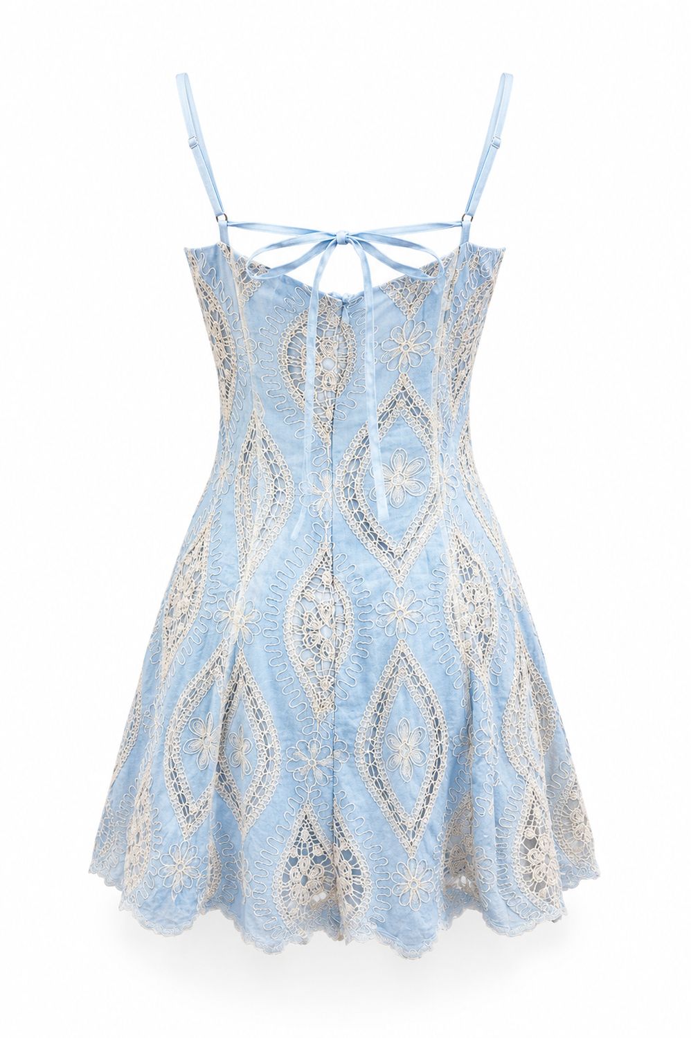 Baby Blue Embroidery Mini Dress