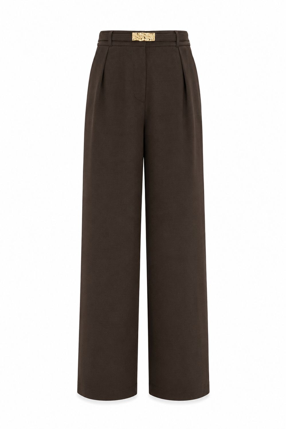 Elegant Deep Chocolate Belted Pant