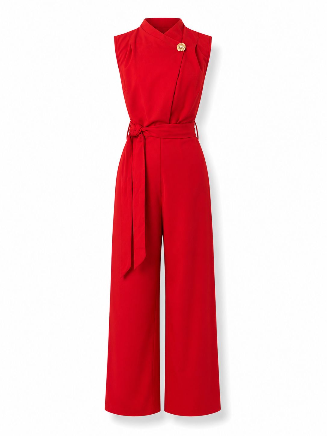Ruby Wrap Neck Belted Jumpsuit