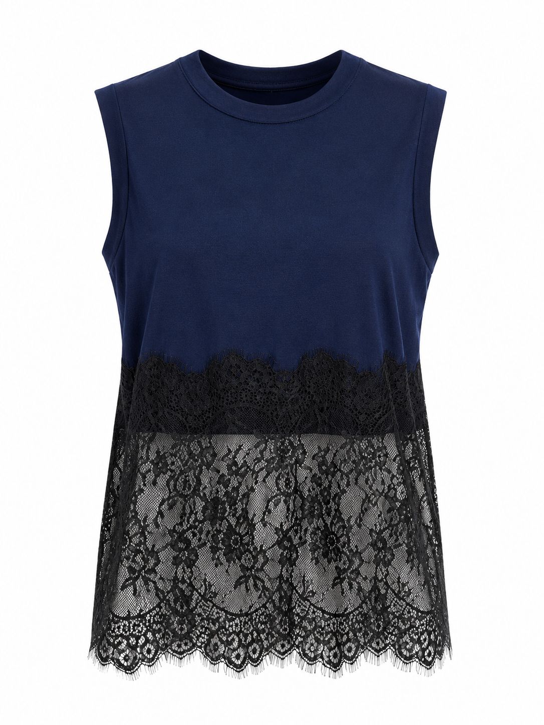 Navy & Black Lace Blouse