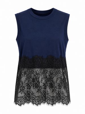 Navy & Black Lace Blouse