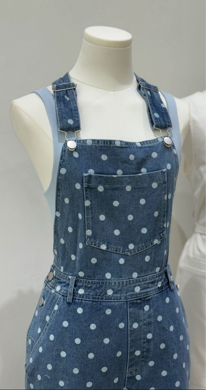 Polka Dots Denim Jumpsuit