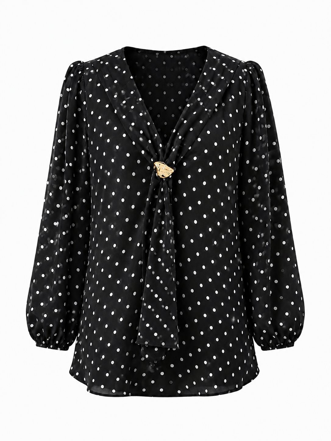 Black Polka Tie Blouse