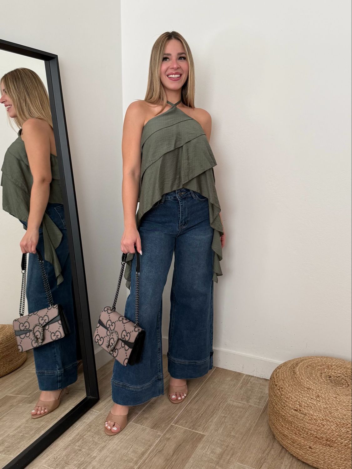 Olive Ruffles Blouse (One sizes)