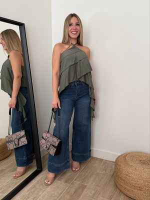Olive Ruffles Blouse (One sizes)