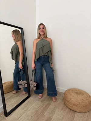 Olive Ruffles Blouse (One sizes)