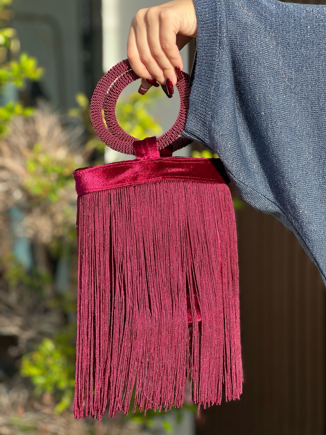 Wine Fringe Handbag