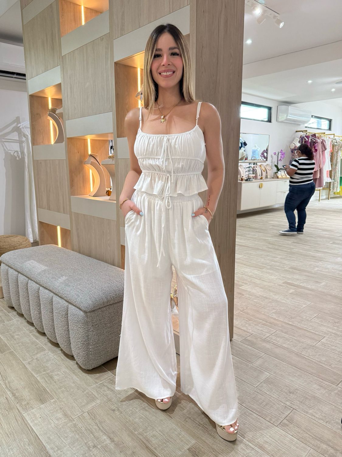 White Spandex Top & Pant Set