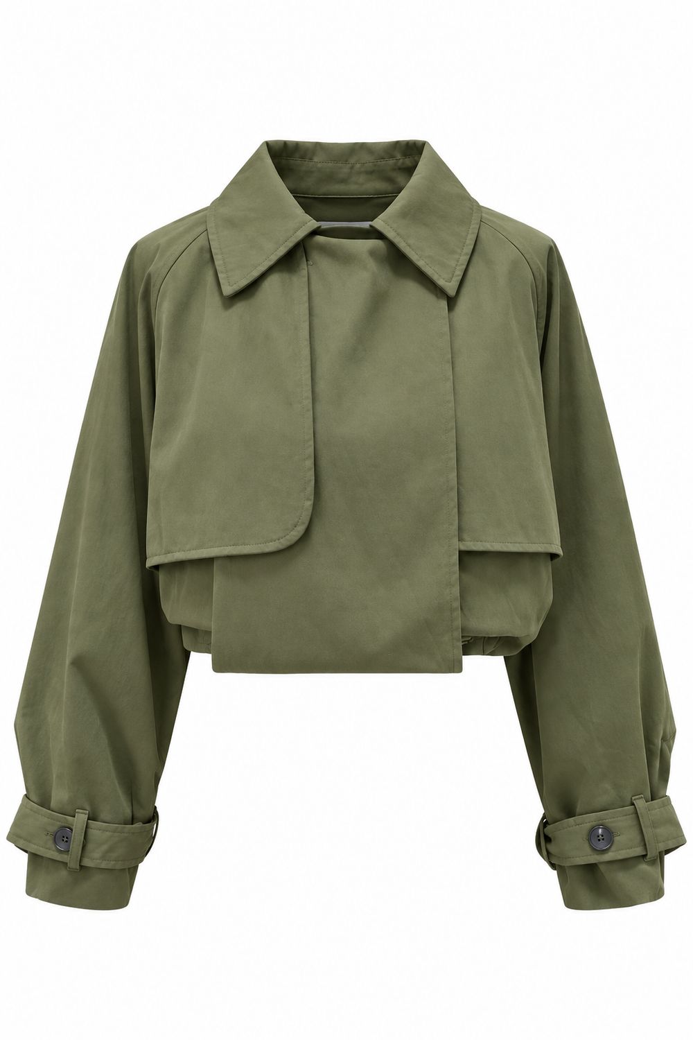 Olive Cropped Trench Jacket