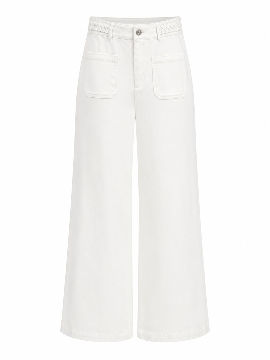 White Braided Straight Leg Jean
