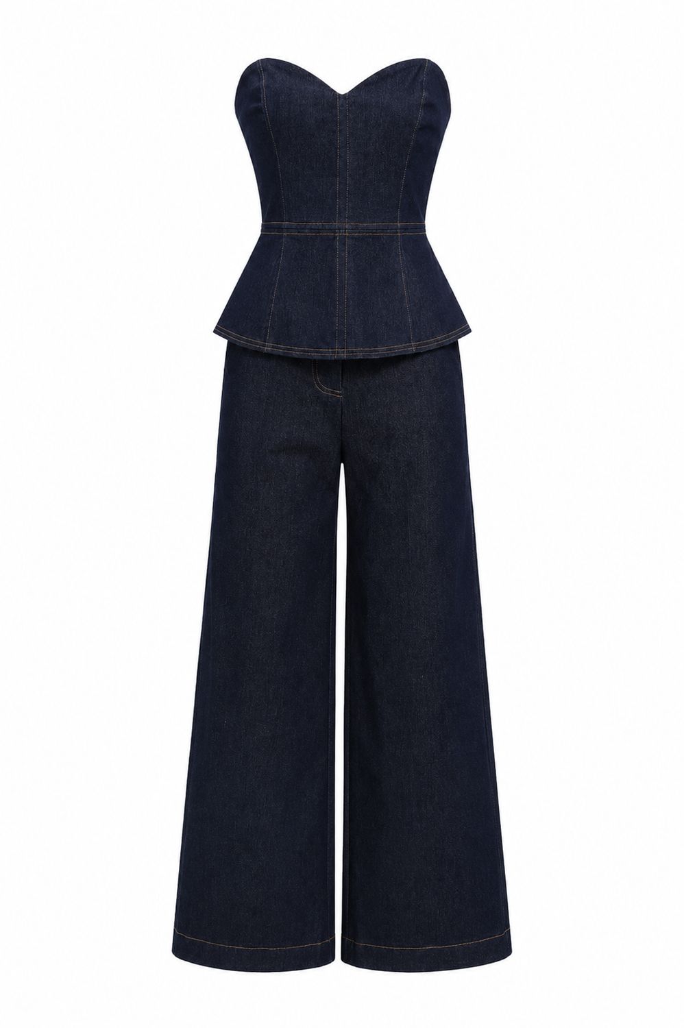 Dark Denim Peplum & Pant Set