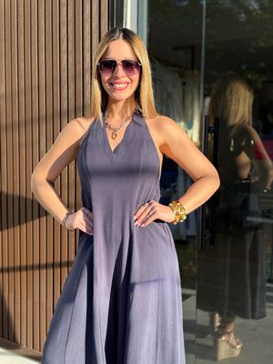 Navy Halter Capri Jumpsuit