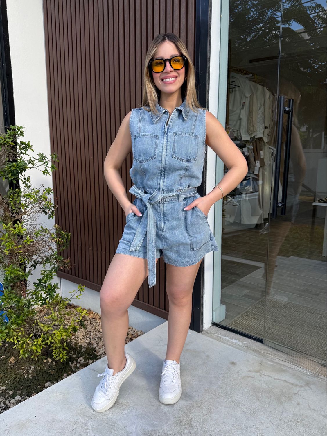 Light Denim Utility Romper