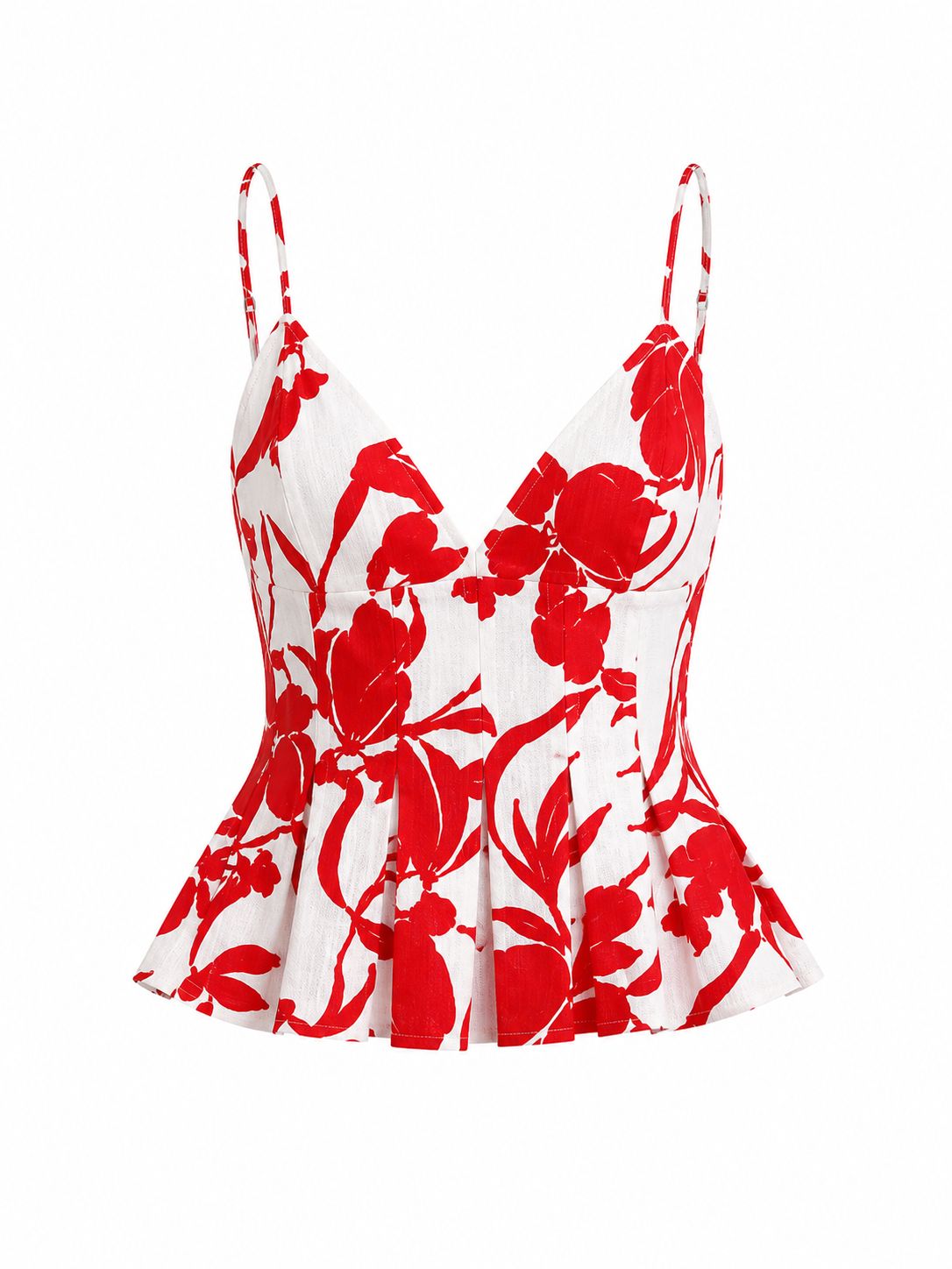 Tropical Red Peplum Top