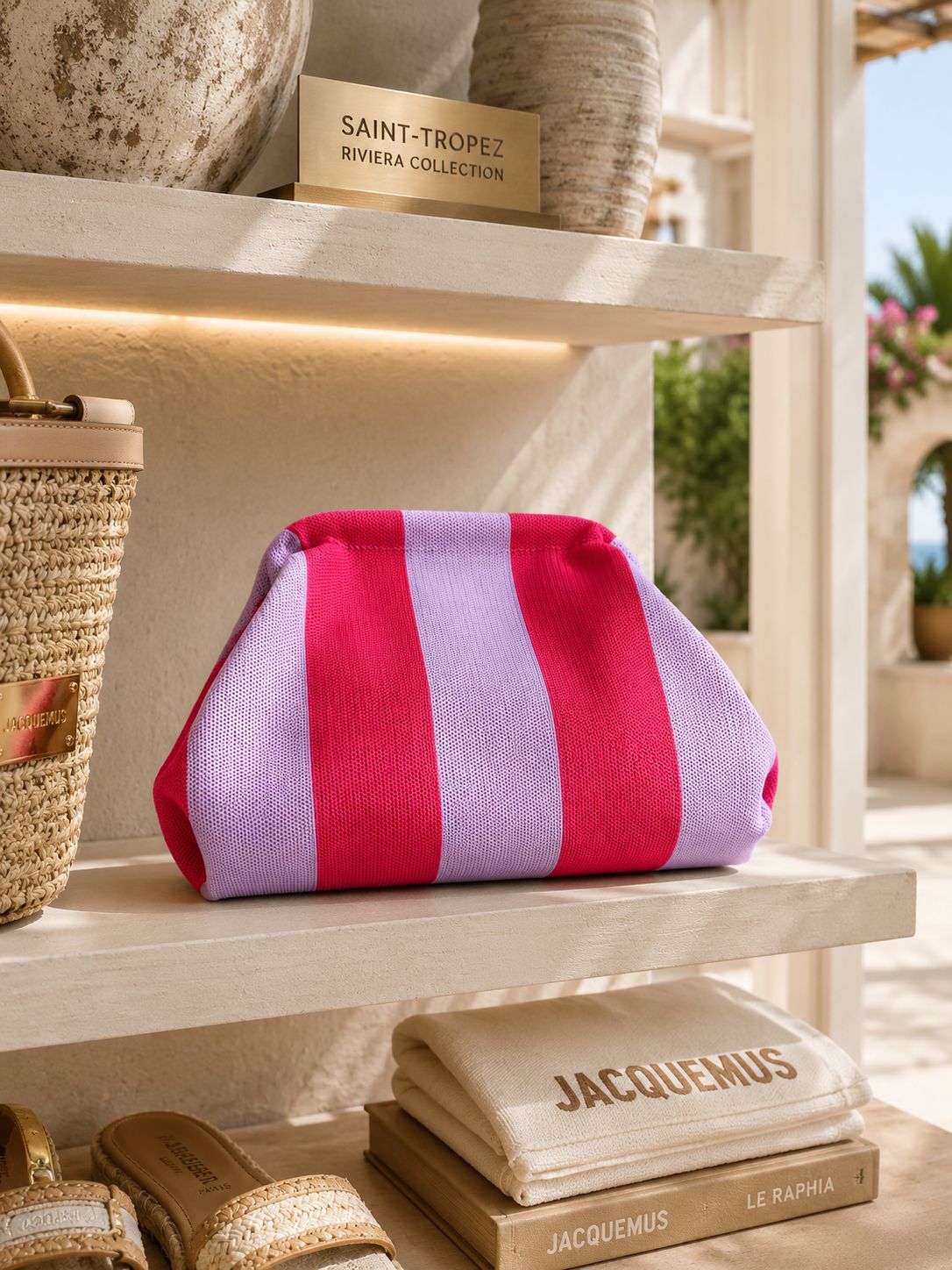 Pink Stripes Canvas Slouch Bag