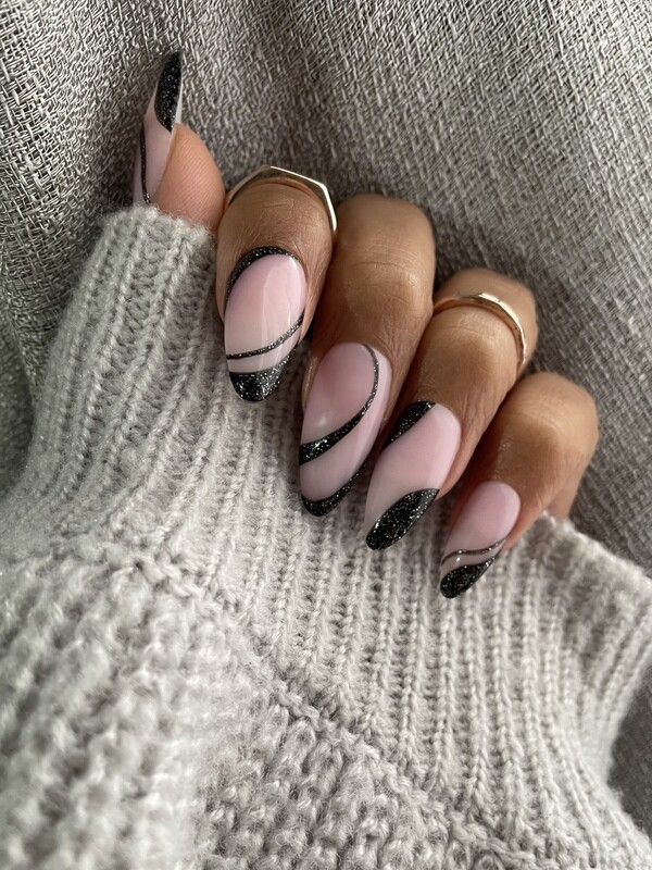 Black Glitter or White Swirls