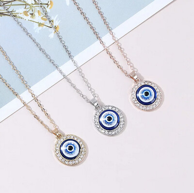 Gold & Silver - Beautiful Sparkly Evil Eye Pendant