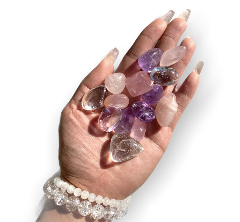 Amethyst, Rose Quartz, Or Clear Quartz Tumbles