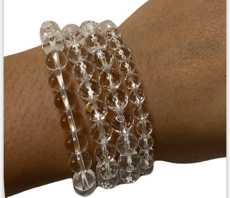 Clear Quartz Round/Faceted Bracelets