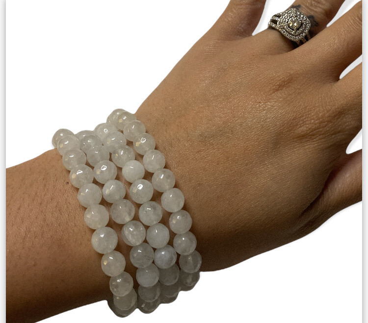 Natural Faceted Gray Agate Bracelets