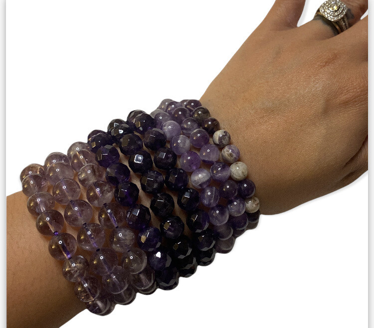 Natural Amethyst/Dream (Chevron) Amethyst Crystal Bracelets