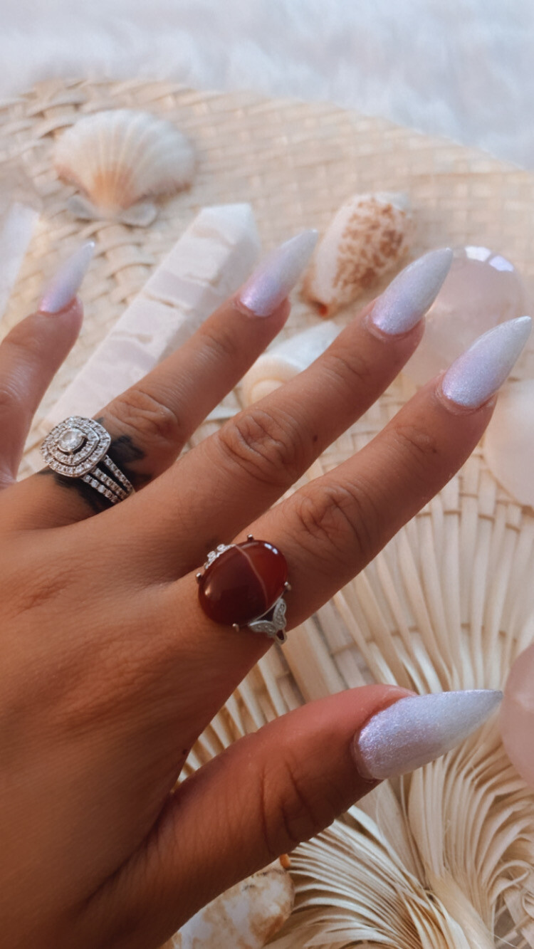 Carnelian - Polished - Silver Alloy Adjustable Rings, Intuitively Select Your Ring Here: 1