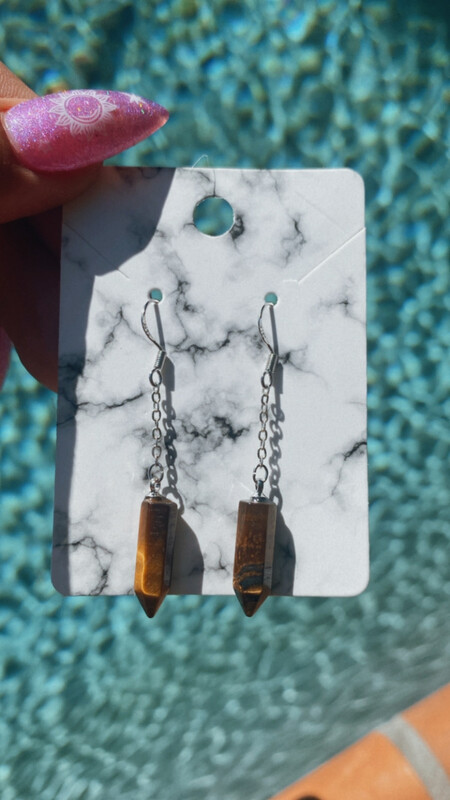 Tigers Eye Point Earrings