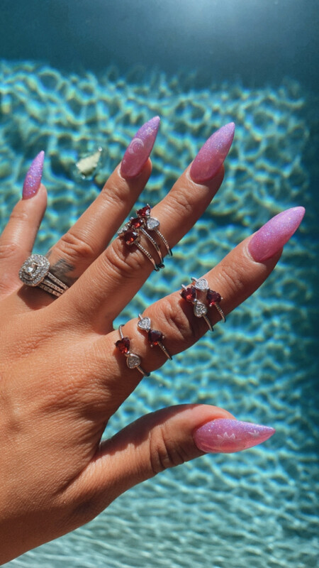 Garnet - Faceted - Silver Alloy Adjustable Rings